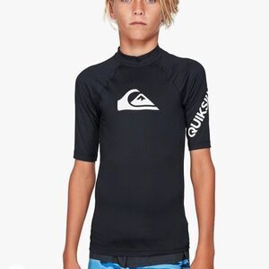 Quiksilver Boys' Short Sleeve Rashguard Surf Shirt with UPF 50+ Sun Protection